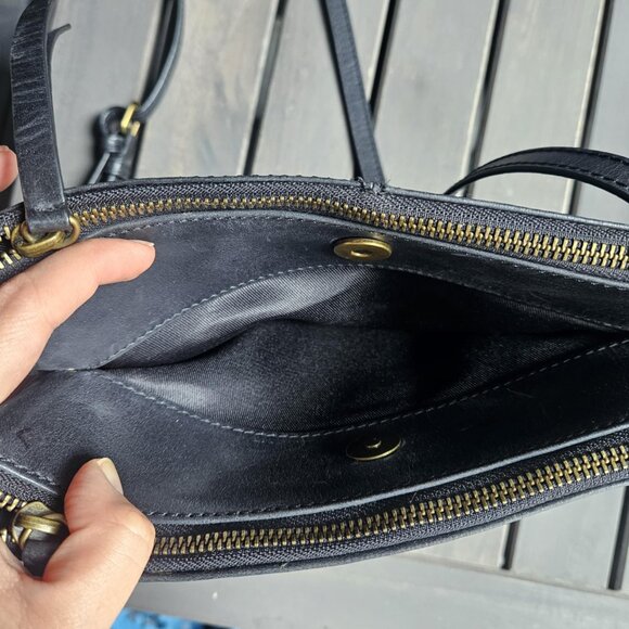 Lucky Brand Black Leather Studded Crossbody Bag with Adjustable Removable Strap - Picture 7 of 15